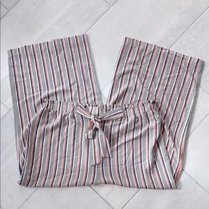 June & Hudson Cropped Wide Leg Stretchy Business Casual Pants with Tie Waist-XL